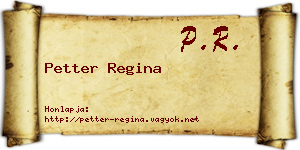 Petter Regina névjegykártya